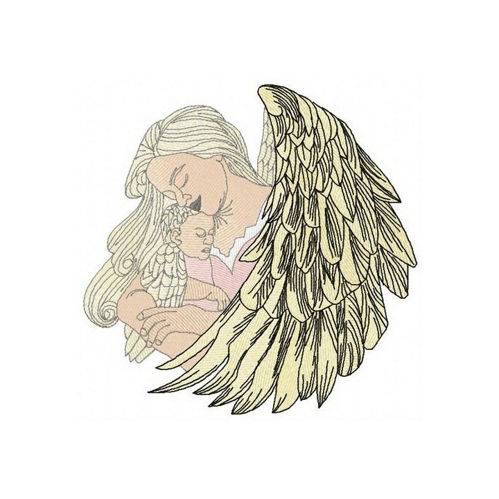 Angel with newborn 2 embroidery design - Embroidery Design