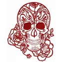 Skull and rose 2 embroidery design featuring a detailed skull entwined with a vibrant rose, perfect for creative projects.