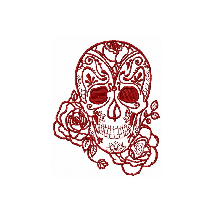Skull and rose 2 embroidery design - Embroidery Design