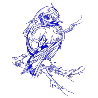 Goldfinch on tree branch one color embroidery design - Embroidery Design
