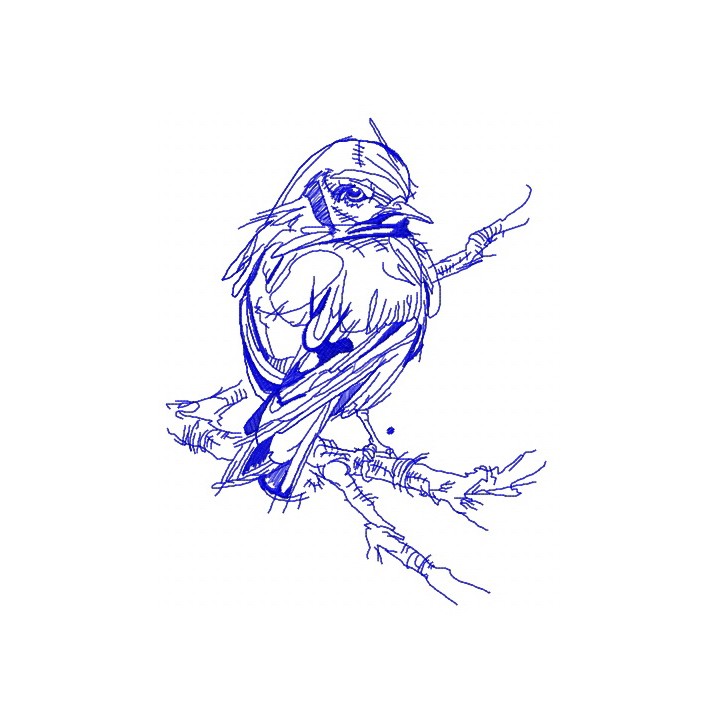 Goldfinch on tree branch one color embroidery design - Embroidery Design