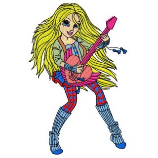 Blonde rock star embroidery design - Embroidery Design