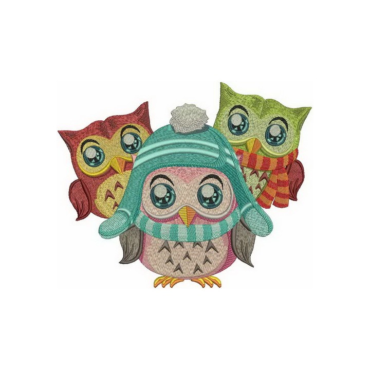 Owl's team embroidery design - Embroidery Design