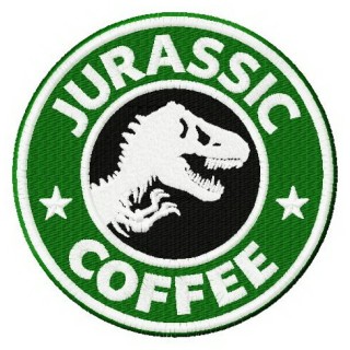 Jurassic coffee embroidery design - Embroidery Design