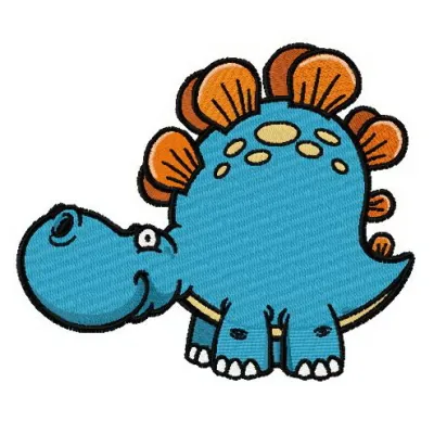 Adorable stegosaurus embroidery design showcasing a playful dinosaur motif, perfect for baby onesies or children's apparel.
