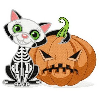 Cat's halloween embroidery design - Embroidery Design