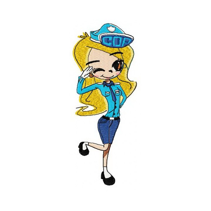 COP girl 2 embroidery design - Embroidery Design