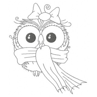 Owl in warm scarf 2 embroidery design - Embroidery Design