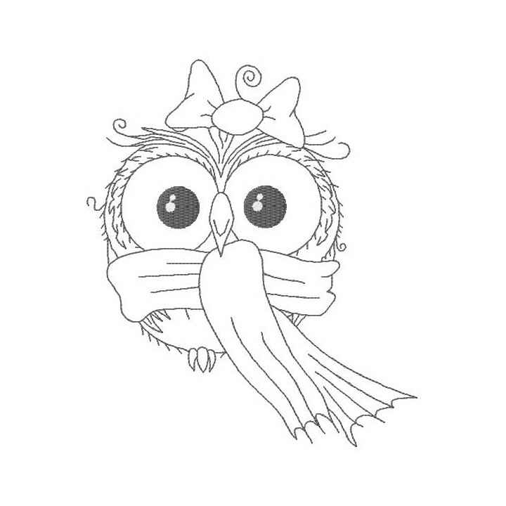 Owl in warm scarf 2 embroidery design - Embroidery Design