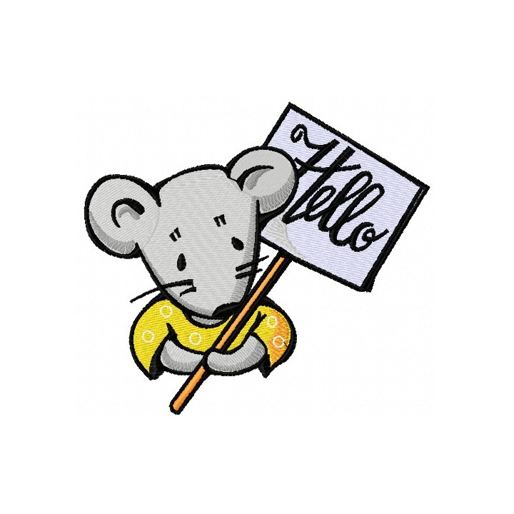 Mouse with nameplate 2 embroidery design - Embroidery Design