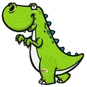 Dinosaur sneaks embroidery design preview showcasing playful dinosaurs on t-shirts and baby onesies.