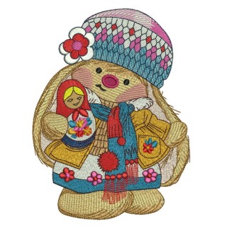 Bunny Mi with matrioshka 2 embroidery design - Embroidery Design