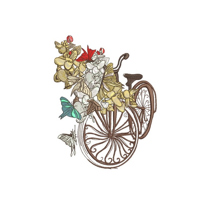 Spring bicycle 2 embroidery design - Embroidery Design