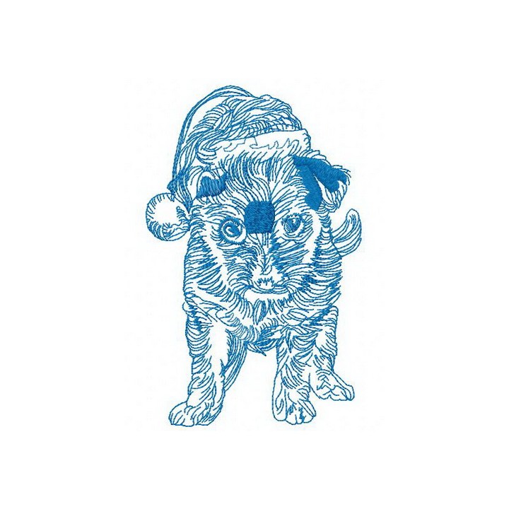Merry Christmas puppy 2 embroidery design - Embroidery Design