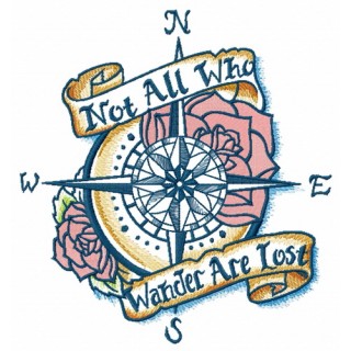 Compass with motto embroidery design - Embroidery Design