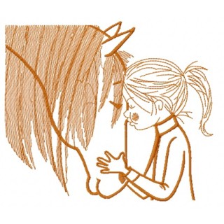 Kid and horse embroidery design - Embroidery Design