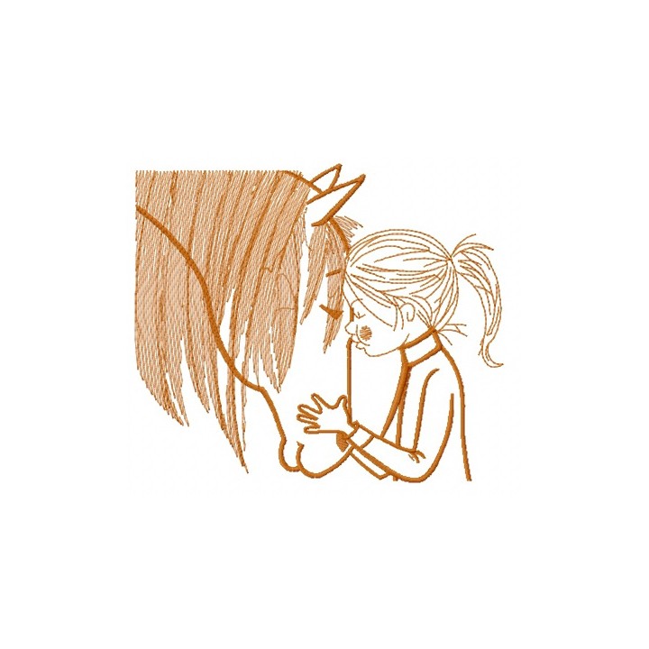 Kid and horse embroidery design - Embroidery Design