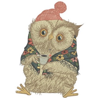 Granny owl's morning embroidery design - Embroidery Design