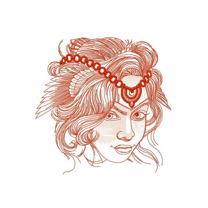 Eastern woman embroidery design - Embroidery Design