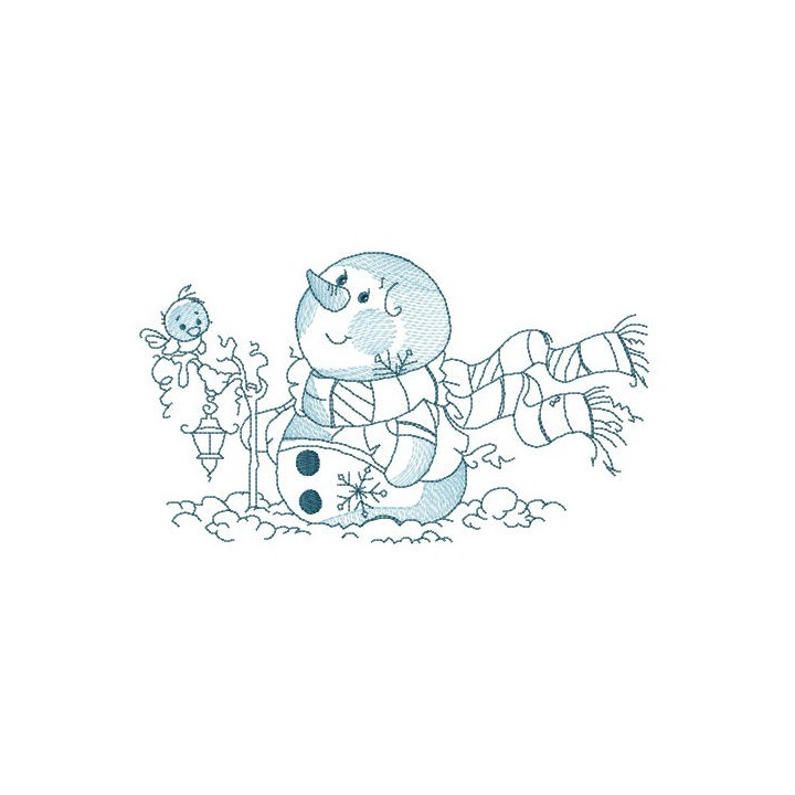Winter, snowman and lantern embroidery design - Embroidery Design