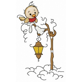 Bird on lantern embroidery design - Embroidery Design