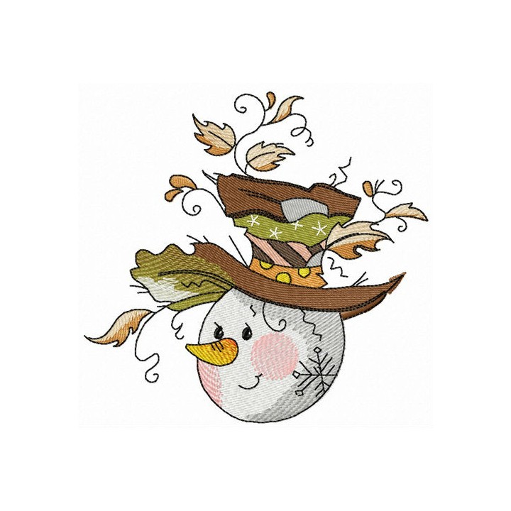Snowman's stylish hat embroidery design - Embroidery Design
