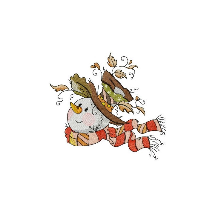 Snowman likes windy weather embroidery design - Embroidery Design