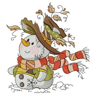 Trendy snowman embroidery design - Embroidery Design