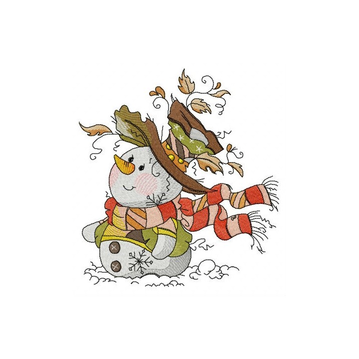 Trendy snowman embroidery design - Embroidery Design