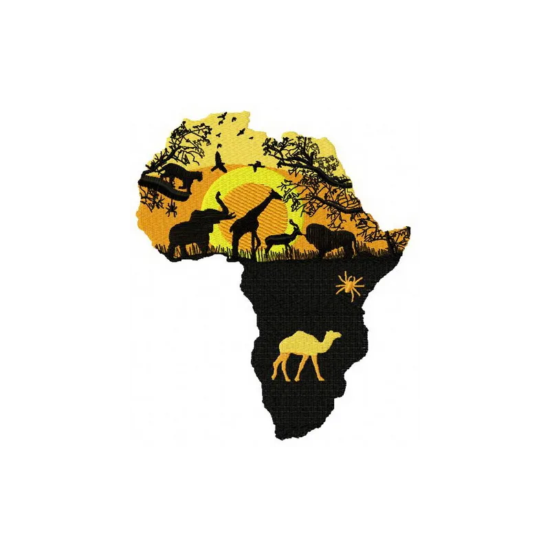 Preview of Wild Africa 2 embroidery design featuring intricate African motifs for stitching on various fabrics.