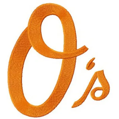Baltimore Orioles alternative logo embroidery design preview showcasing intricate stitching patterns.
