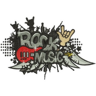 Rock music embroidery design - Embroidery Design