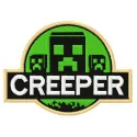 Creeper badge embroidery design featuring a Minecraft-inspired character, ideal for hoodies and t-shirts.
