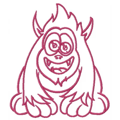 Horny pink monster 2 embroidery design showcasing a playful monster motif, ideal for fun projects on t-shirts or bags.