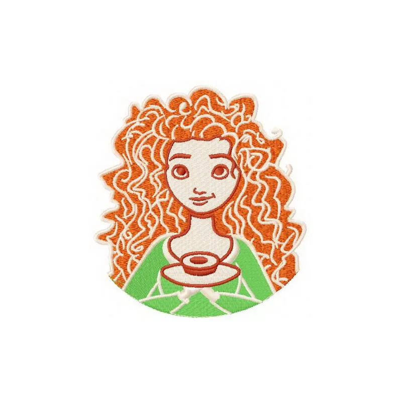 Merida 2 embroidery design featuring a brave character, ideal for stitching on t-shirts or tote bags.
