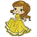 Young Belle embroidery design inspired by Beauty and the Beast, showcasing a charming stitched motif.