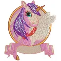 Unicorn 2 embroidery design featuring a whimsical unicorn motif, perfect for stitching on t-shirts and tote bags.