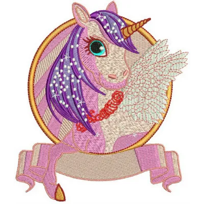 Unicorn 2 embroidery design featuring a whimsical unicorn motif, perfect for stitching on t-shirts and tote bags.