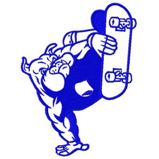 Bulldog on skateboard 2 embroidery design - Embroidery Design