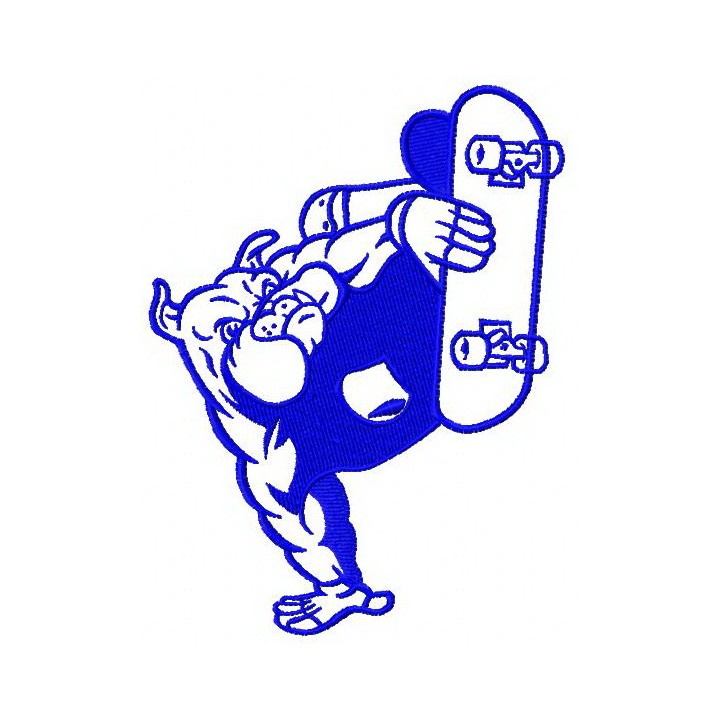 Bulldog on skateboard 2 embroidery design - Embroidery Design