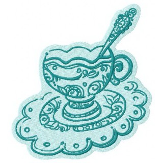 Elegant cup of tea 2 embroidery design - Embroidery Design