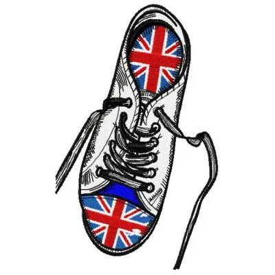 British gumshoe embroidery design featuring a classic detective motif, perfect for stitching on apparel and accessories.