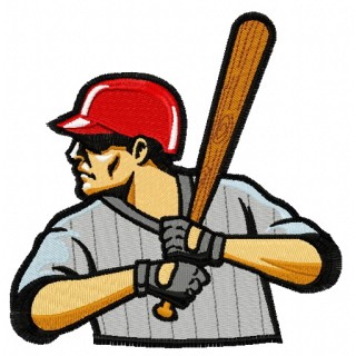 Baseball player 16 embroidery design - Embroidery Design