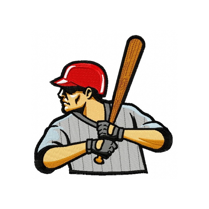 Baseball player 16 embroidery design - Embroidery Design