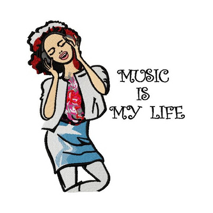 Music is my life embroidery design - Embroidery Design
