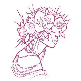 Rose wreath one color embroidery design - Embroidery Design