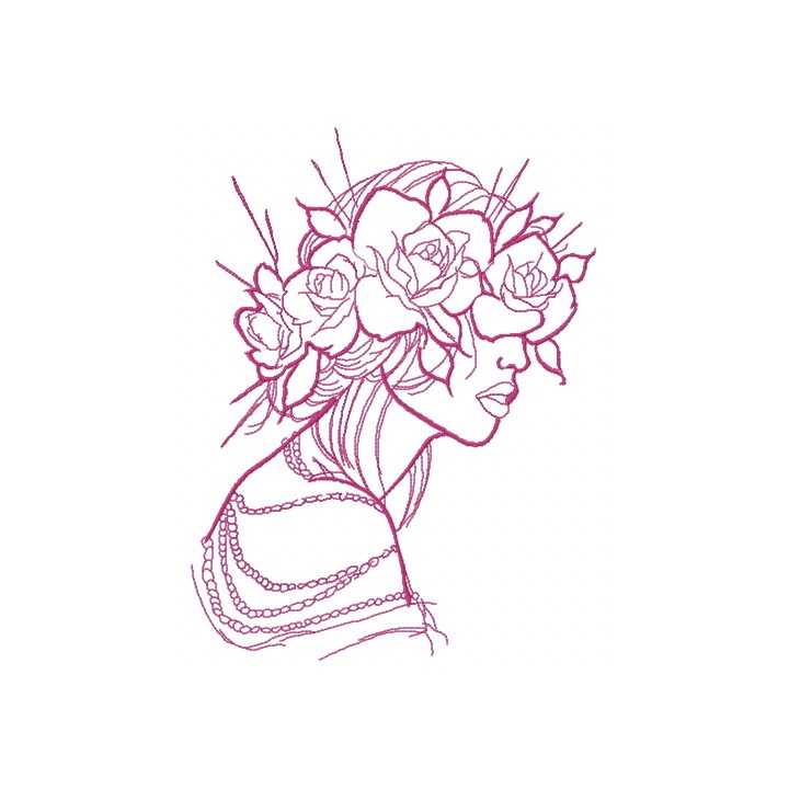 Rose wreath one color embroidery design - Embroidery Design