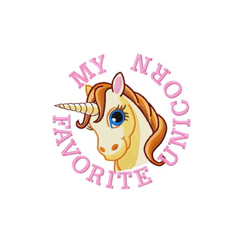 Preview of the My Favorite Unicorn embroidery design featuring a whimsical unicorn motif for creative projects.