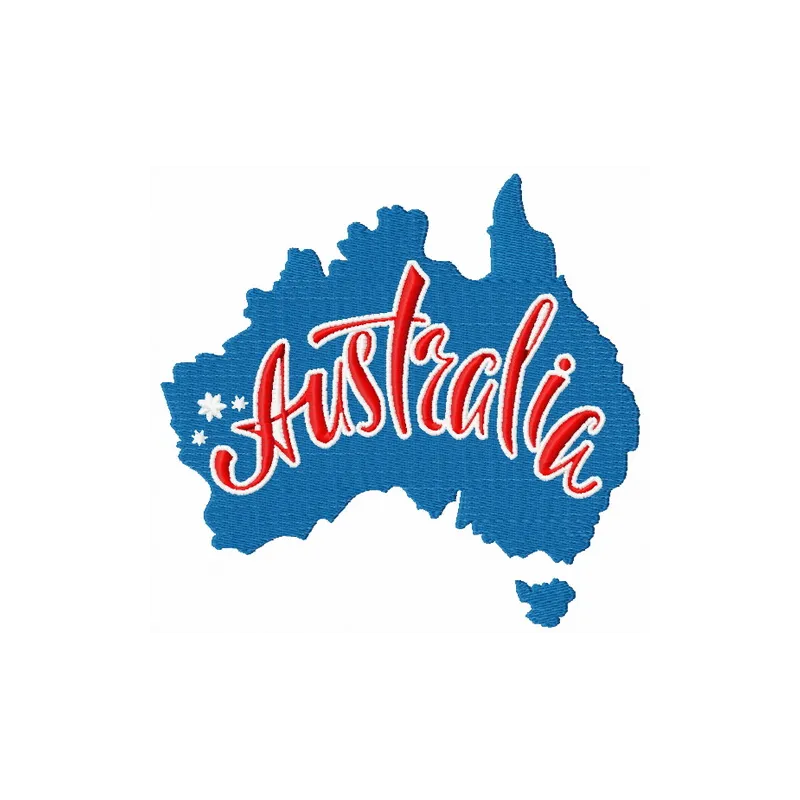 Australia embroidery design featuring iconic symbols for creative stitching on various fabric items.