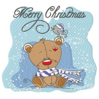 Teddy's warm scarf embroidery design - Embroidery Design